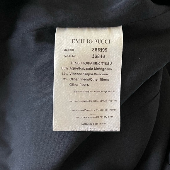Authentic Emilio Pucci Black Geometric Lambskin Panel Dress Size 10 - Picture 8 of 8